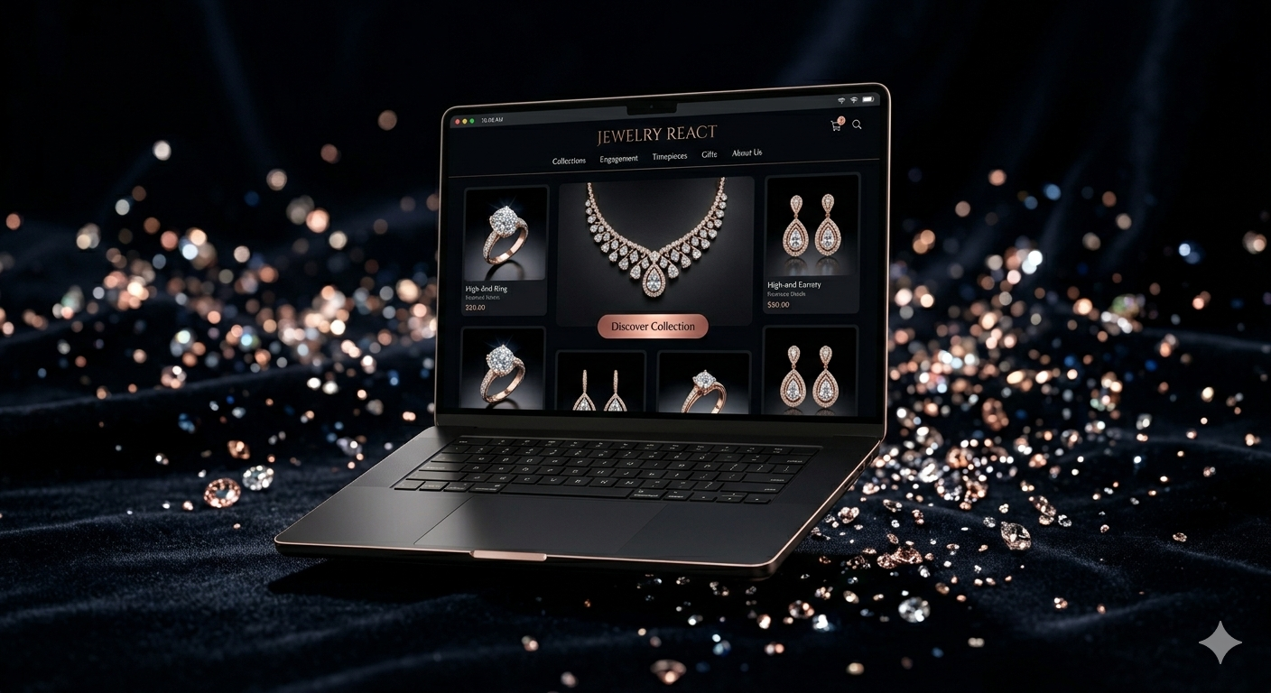 A jewelry storefront with polished product presentation
